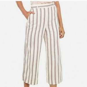 Express High Rise Cropped Culottes Pink Striped 18R
